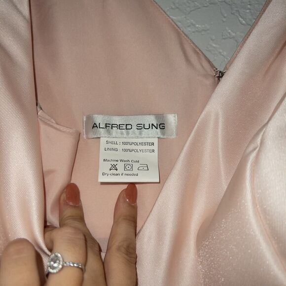 NWT Alfred Sung Blush Cocktail V-Neck Dress Size 18 - Picture 5 of 9